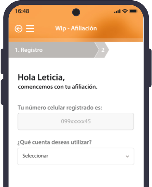 registra tus datos en wip